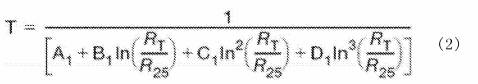 RT table data for curve fitting formula