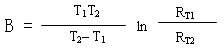Fórmula de cálculo del valor del termistor B