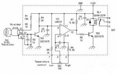 Aplicación de D-53 en el diagrama del circuito de control de temperatura del termistor NTC de 0-150 