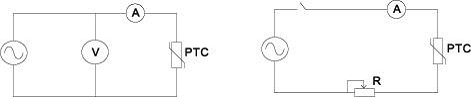 Diagrama característico de voltio-amplificador PTCR