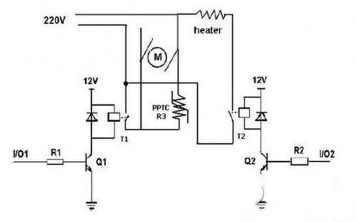 Diagrama de circuito de potencia para termistor PTC para protección contra sobrecorriente