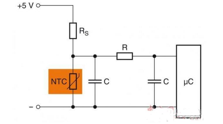 Diagrama de circuito del microcontrolador de protección de termistor