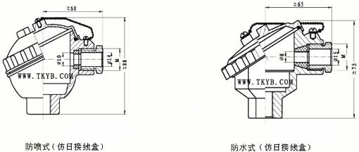 Junction box form of assembled thermocouple