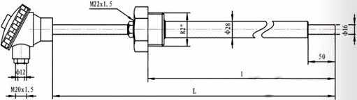 The appearance structure of the flue thermocouple