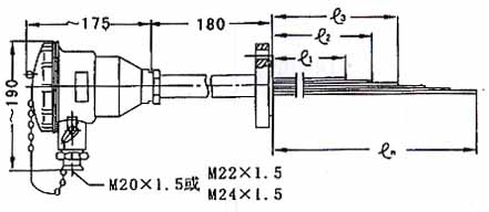 Multi-point armored thermocouple with stainless steel fixed flange