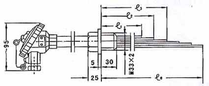 Multi-point armored thermocouple with waterproof fixed threaded device