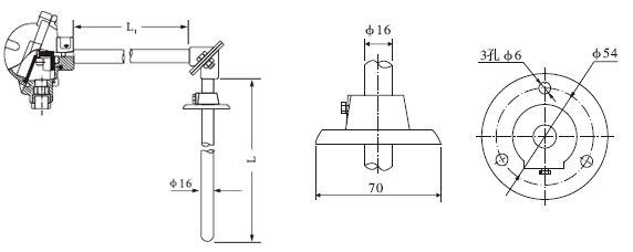 Quadratisches Thermoelement mit beweglichem Flansch