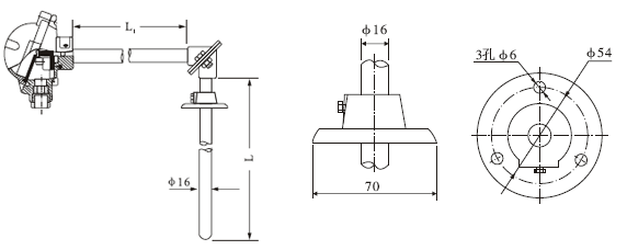 Movable flange square thermocouple
