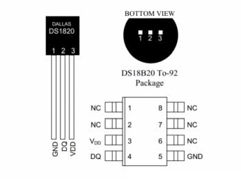 función de pin del chip ds18b20