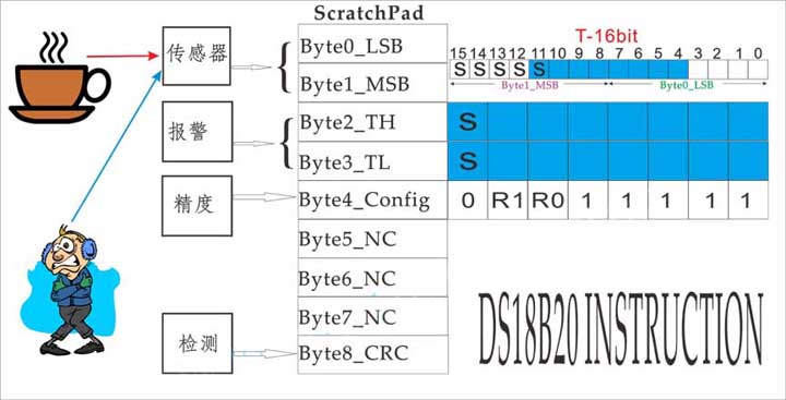 The process of converting the temperature of DS18B20 sensor into a digital signal