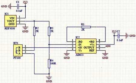 Diagrama de cableado del circuito PT100