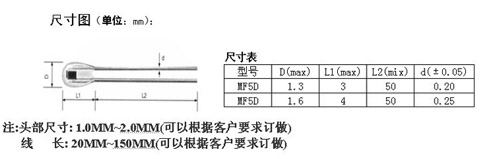 Single-ended Glass sealed thermistor