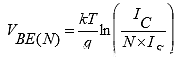 Formula of the VBE(N) value of the base-emitter of a parallel transistor