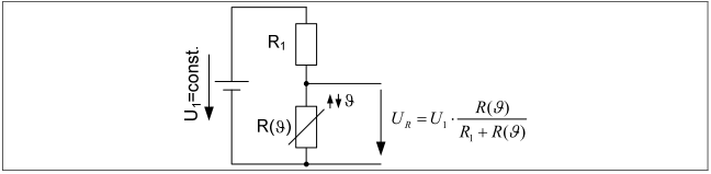Voltage divider using internal NTC