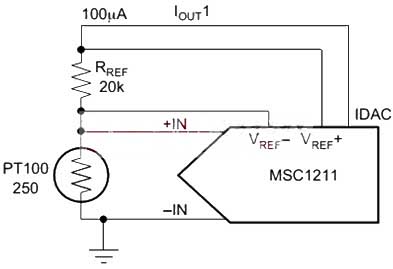 Proportional method two-wire Pt100 wiring method