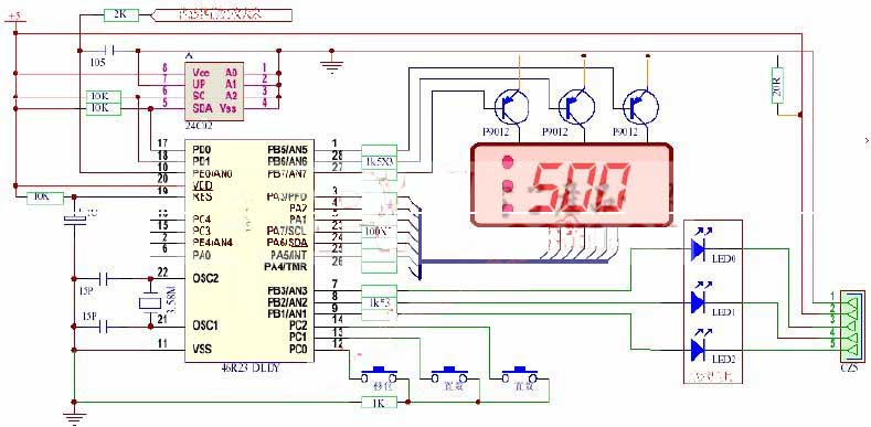 El principio del circuito del microordenador de chip único PT100