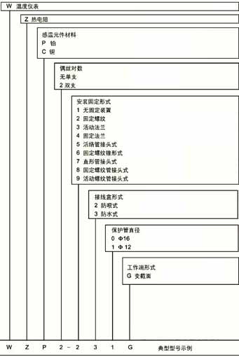 Model naming method of industrial platinum thermal resistance